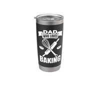 Papa qui aime la pâtisserie Boulangerie Fête des pères Gobelet isotherme en acier inoxydable double paroi