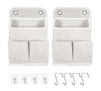 PAPAcroscoma Organiseur à suspendre : lot de 2 organiseurs à suspendre avec 8 crochets, panier pliable imperméable en lin avec 6 poches pour salle de bain, chambre à coucher, bureau, camping-car