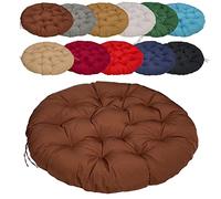 Papasan Chaise Coussin siège 40cm/15.74in, Rond Balançoire Coussin à Dossier, avec Sangles De Positionnement, pour intérieur ou extérieur, Jardin, terrasse, Cuisine et Bureau - Marron foncé
