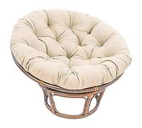 Papasan Housse de coussin de chaise ronde - Coussin de siège épais nid d'œuf pour balcon intérieur, panier suspendu - Beige, 110x110cm