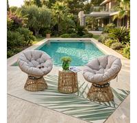 Papasan salon de jardin 2 fauteuils et 1 table