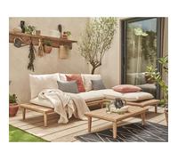 Best Mobilier Papeete - salon bas de jardin 4 places + table - en bois d'acacia 100% , Bois / Beige