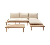 Best Mobilier Papeete - salon bas de jardin 4 places + table - en bois d'acacia 100% , Bois / Beige