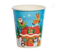 Paper - Baker Ross Gobelets Enfants en Carton motif Personnages de Noël - Lot de 10, Decoration de Table Noel (FX306)
