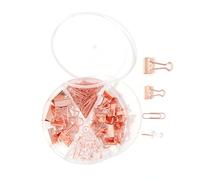 Paper Clips Clips Push Pins Set Multifunction Durable Metal Macaron Colors Variety Sizes for Office School Home Organization (Or Rose)