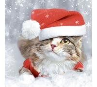 Paper+Design 20 serviettes de table en papier avec motif chat sous le bonnet de Père Noël, décoration de table, également pour découpage et découpage, 33 x 33 cm