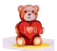 Paper Love Carte de Saint-Valentin pop-up 3D « I Love U Bear » faite à la main pour la Saint-Valentin, un mariage, un anniversaire, l'amour, une romance, toutes les occasions | 12,7 x 17,8 cm
