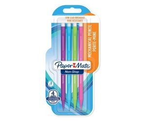 Paper Mate, Crayon à papier + critérium, Crayon à mine fine Non-Stop 4er 0,7mm Blister (0.70 mm, HB, 4x)
