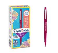 Paper-Mate Stylos feutres Flair — pointe moyenne 0,7 mm, encre magenta, sans fuite — Boîte de 12