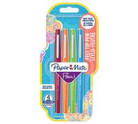 Paper Mate Flair Original Stylo feutre à capuchon pointe moyenne 1 mm - Pochette 4 couleurs Fun