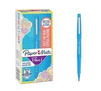 Paper Mate Flair Stylos feutres | Feutres de coloriage sans fuite à pointe moyenne (0,7 mm) | encre bleu ciel | Idéal pour écrirescrapbookingdessineretc. | Boîte de 12