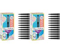 Paper Mate Flair Stylos feutres | Feutres de coloriage sans fuite à pointe moyenne (0,7 mm) | Encre noire | Idéal pour écrirescrapbookingdessineretc. | Boîte de 12 (Lot de 2)