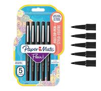 Paper-Mate Stylo feutre Flair - sans fuite - pointe moyenne 0,7 mm - encre noire - blister de 5