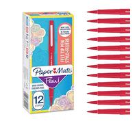 Paper-Mate Stylos feutres Flair – sans fuite, pointe moyenne 0,7 mm, encre rouge, boîte de 12