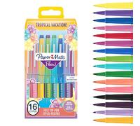 Paper Mate Flair Tropical - Stylo feutre à capuchon pointe moyenne 1 mm - Pochette 16 couleurs assorties