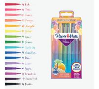 Paper Mate Flair Tropical - Stylo feutre à capuchon pointe moyenne 1 mm - Pochette 16 couleurs assorties