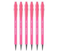 Paper Mate Flexgrip Lot de 6 stylos à bille ultra rétractables | Pointe moyenne 1 mm | Encre bleue | Corps rétro rose vif