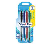 Stylo bille Papermate Flexgrip Ultra rétractable pointe moyenne 1mm - Blister de 4 couleurs assorties