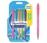 Stylo bille Papermate Flexgrip Brights rétractable pointe 1 mm - Pochette de 5 - Encre bleue