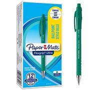 Paper Mate Stylo bille rétractable Flexgrip Ultra, pointe moyenne 1,0 mm, encre verte, boîte 12