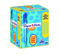 Paper Mate InkJoy 100 RT Stylo bille rétractable pointe moyenne 1 mm bleu - Boîte de 80 + 20 OFFERTS