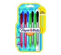 Paper Mate InkJoy 100 RT Stylo bille rétractable pointe moyenne 1 mm noir - Pochette 8 couleurs
