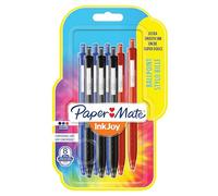 Paper Mate InkJoy 300RT stylos bille rétractables | pointe moyenne (1,0 mm) | noir, bleue et rouge | lot de 8