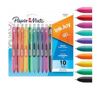Paper Mate InkJoy Lot de 10 stylos à encre gel | Couleurs d'encre vives assorties | Pour l'écriture, le coloriage et le journal intime | Pointe moyenne (0,7 mm)