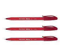 PAPER:MATE Lot de 3 Stylos bille InkJoy 100 Triangulaire à capuchon Pte Moy. Rouge