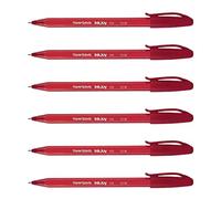 PAPER:MATE Lot de 6 Stylos bille InkJoy 100 Triangulaire à capuchon Pte Moy. Rouge