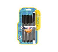 Stylo bille Paper Mate Inkjoy 100 à capuchon pointe moyenne 1 mm - Pochette de 8 - Noir