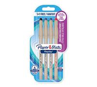 Paper Mate S0971430 Pack de 4 Stylo-bille non rétractable Pointe Moyenne Gommable Assortiment