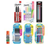 Paper MateSharpieRotring et Elmer’s Articles de papeterie | Stylos à billestylos gelmarqueurssurligneurscrayons HB et bâton de colle | Idéal pour l’école et le bureau | 23 pièces
