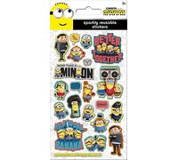 Paper Projects 01.70.06.161 Minions : The Rise of Gru Autocollants scintillants | Produit sous licence officielle | Réutilisable sur surfaces non poreuses, blanc, 19,5 cm x 9,5 cm