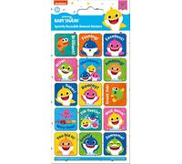 Paper Projects 01.70.12.052 Baby Shark Stickers de récompense Scintillants | Produit sous Licence Officielle | Réutilisables sur des Surfaces Non poreuses, Blanc, 19,5 cm x 9,5 cm