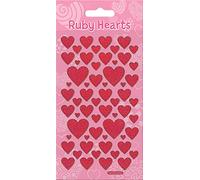 Paper Projects- Autocollants réutilisables en Forme de cœurs Rubis, 01.70.04.049, Rose, 19.5cm x 9.5cm