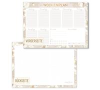 paper&you Bloc d'agenda hebdomadaire A5 "Golden Blossoms" | Pour le quotidien et le bureau: 50 feuilles de papier 100 g/m² objectifs hebdomadaires, routines et verso pour les notes