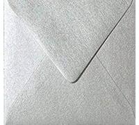 Paper24 Lot de 25 enveloppes carrées avec fermeture gommée Argenté métallisé 16 x 16 cm