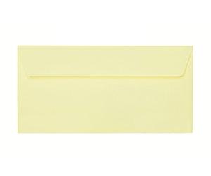 Paper24 Lot de 25 enveloppes DIN long avec bande adhésive (sans fenêtre) 11 x 22 cm Jaune tendre