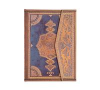 Paperblanks Agenda 12 mois 2025 Safavide indigo Midi horizontal avec couverture à rabat