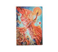 Paperblanks Agenda 12 mois à couverture souple Flexi 2025, motif oiseau de feu, mini, vertical, fermeture élastique