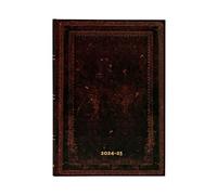 Paperblanks Agendas 13 Mois 2025, Noir Marocain Uni, Midi, Horizontal, Fermeture Élastique