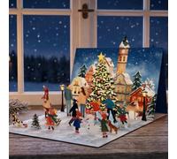 papercrush Calendrier de Noël pop-up - Village d'hiver - Carte de | Carte de Noël nostalgique avec porte pour femmes et enfants, calendrier de l'Avent original pour adultes pour la période de