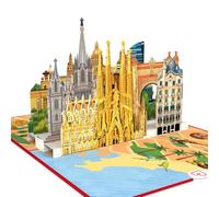 papercrush® Carte Pop-Up Barcelone - Carte anniversaire 3D, Bon cadeau de voeux pour billets d'avion, Cadeau couple pour voyage surprise en Espagne pour anniversaire mariage pour elle (femme, copine)