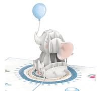 papercrush® Carte pop-up bébé éléphant (bleu) - Carte de naissance 3D pour garçon, félicitations ou cadeau d'argent pour la naissance du fils, carte de vœux pour petit-enfant