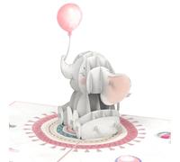 papercrush® Carte pop-up bébé éléphant (rose) - Carte de naissance 3D pour fille, félicitations ou cadeau d'argent pour la naissance de fille, carte de vœux pour petit-enfant