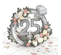papercrush® Carte Pop-Up Noces d'Argent - Carte de vœux noble avec des roses pour le 25e anniversaire de mariage pour femmes & hommes, Carte de félicitations en 3D pour parents et grands-parents