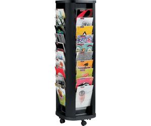 Paperflow 273.01 Prospektständer - 40x A4 Fächer, drehbar, schwarz, mit Rollen