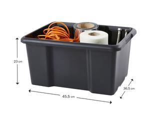 Paperflow Bac de rangement plastique emboitable sans couvercle avec poignées Noir - Capacité 30 L