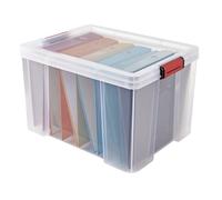 Paperflow Boite de rangement renforcée transparente Clip'N Store avec couvercle et poignées clipsables - Capacité 45 L